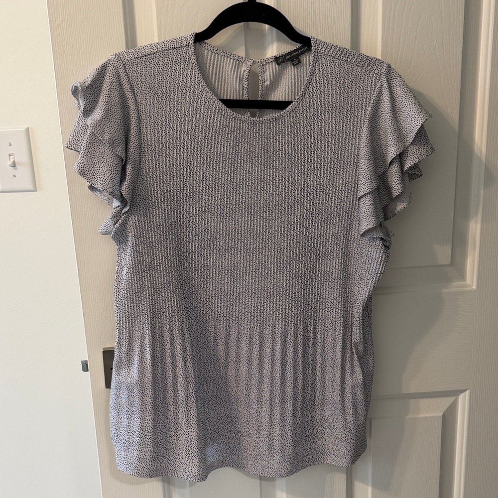 Adrianna Papell Ruffle Sleeve Blouse - Black and White